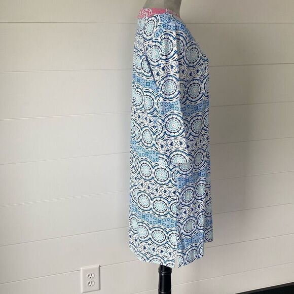 Caribbean Joe Womens UPF 50 Yoke Neck Dress Medallion Blue Sz Large NWT… - Picture 8 of 10